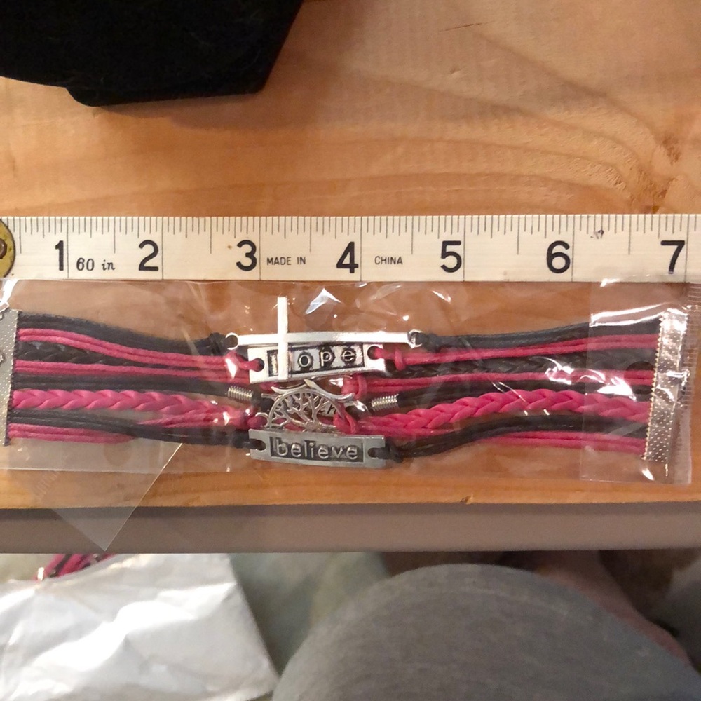INSPIRATIONAL LEATHER & METAL BRACELET-8 1/2